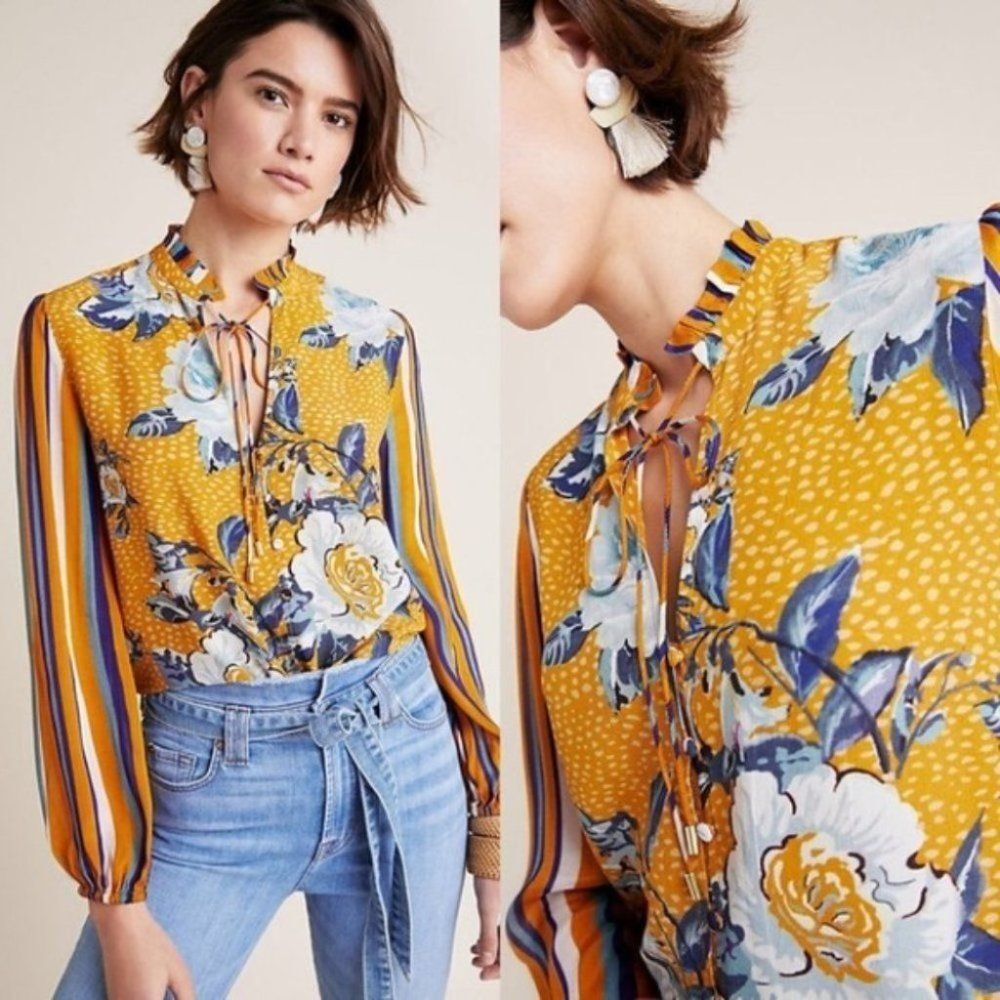 Anthropologie Bl-nk London Breton Peasant Top Size Medium - Picture 11 of 11